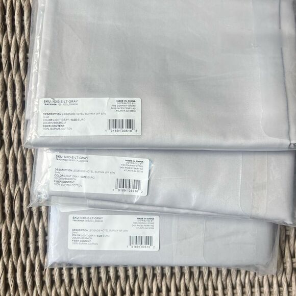 New Lot x4 Euro Shams, Company Store Legends Hotel 100% Supima Cotton Light Gray - Picture 8 of 8